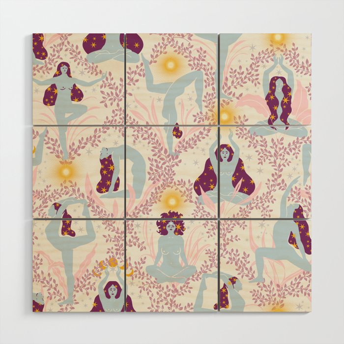 Feel the Cosmic Yoga Balance pink Wood Wall Art Gallery Image 1