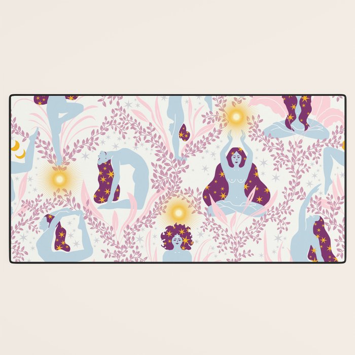Feel the Cosmic Yoga Balance pink Desk Mat Gallery Image 3