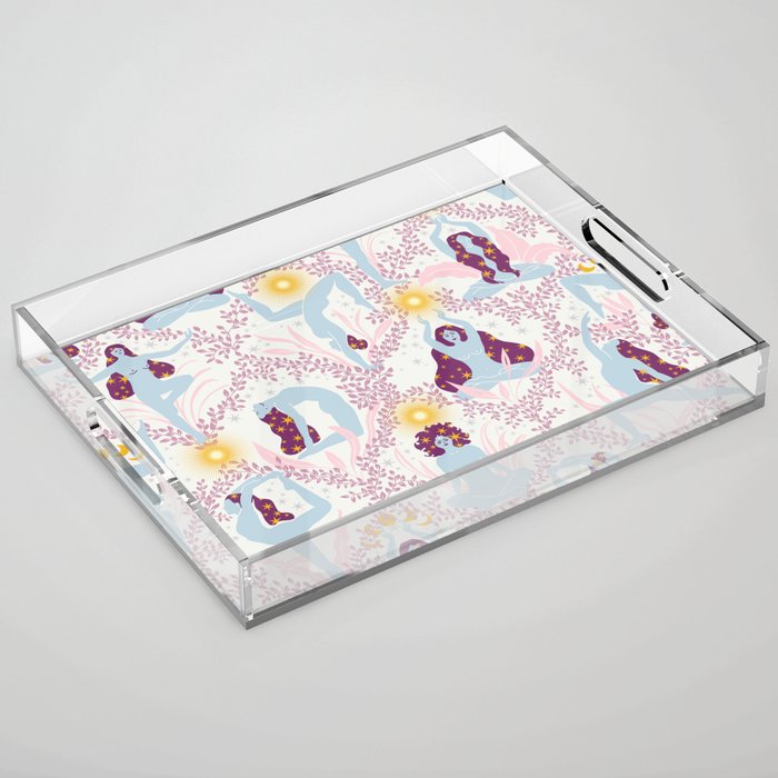 Feel the Cosmic Yoga Balance pink Acrylic Tray Gallery Image 1