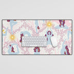 Feel the Cosmic Yoga Balance pink Desk Mat Gallery Image 1