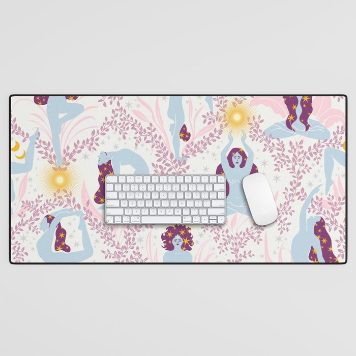 Feel the Cosmic Yoga Balance pink Desk Mat Gallery Image 1
