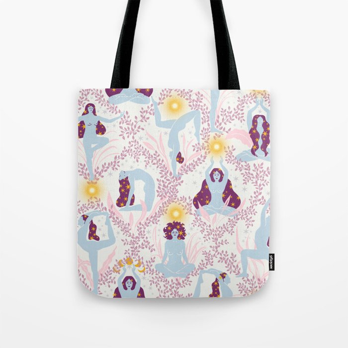 Feel the Cosmic Yoga Balance pink Tote Bag Gallery Image 1