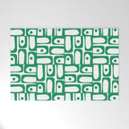 Mid Century Modern Piquet Abstract Multi Pattern Kelly Green and White Welcome Mat Gallery Image 1