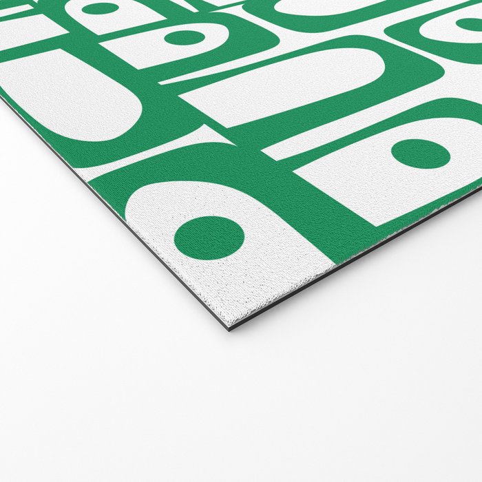 Mid Century Modern Piquet Abstract Multi Pattern Kelly Green and White Welcome Mat Gallery Image 2