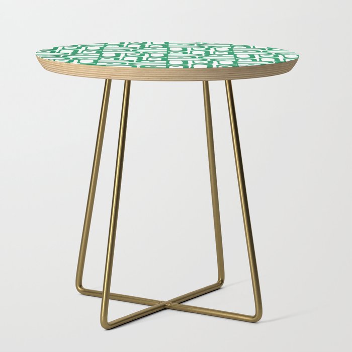 Mid Century Modern Piquet Abstract Multi Pattern Kelly Green and White Side Table Gallery Image 1