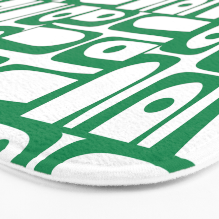Mid Century Modern Piquet Abstract Multi Pattern Kelly Green and White Bath Mat Gallery Image 3