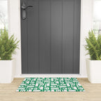 Mid Century Modern Piquet Abstract Multi Pattern Kelly Green and White Welcome Mat Gallery Image 3