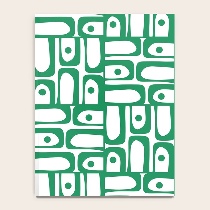 Mid Century Modern Piquet Abstract Multi Pattern Kelly Green and White Notebook Gallery Image 4