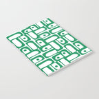 Mid Century Modern Piquet Abstract Multi Pattern Kelly Green and White Notebook Gallery Image 2