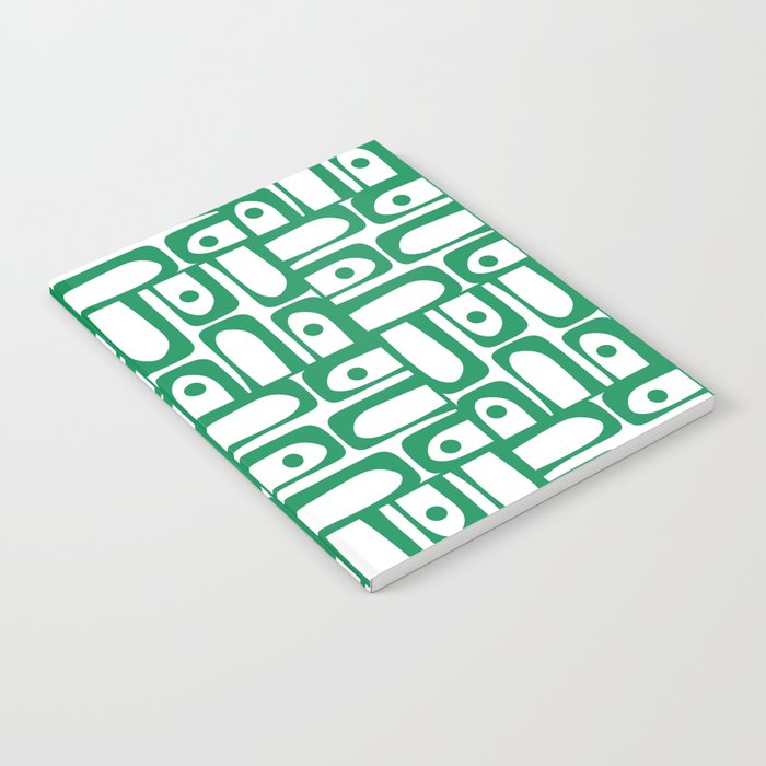 Mid Century Modern Piquet Abstract Multi Pattern Kelly Green and White Notebook Gallery Image 2