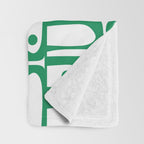 Mid Century Modern Piquet Abstract Multi Pattern Kelly Green and White Throw Blanket Gallery Image 3
