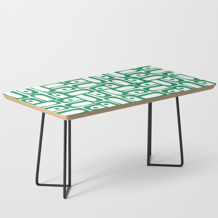 Mid Century Modern Piquet Abstract Multi Pattern Kelly Green and White Coffee Table Gallery Image 1
