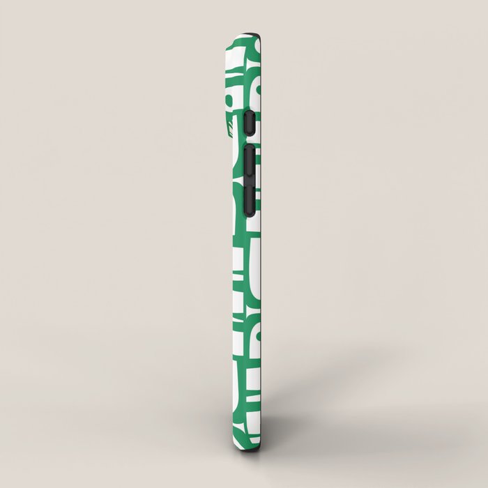 Mid Century Modern Piquet Abstract Multi Pattern Kelly Green and White iPhone Case Gallery Image 2