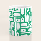 Mid Century Modern Piquet Abstract Multi Pattern Kelly Green and White Coffee Mug Gallery Image 4