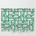 Mid Century Modern Piquet Abstract Multi Pattern Kelly Green and White Wall Hanging Gallery Image 1