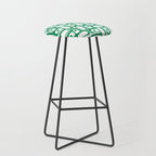 Mid Century Modern Piquet Abstract Multi Pattern Kelly Green and White Stool Gallery Image 1