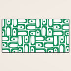 Mid Century Modern Piquet Abstract Multi Pattern Kelly Green and White Desk Mat Gallery Image 3