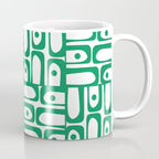 Mid Century Modern Piquet Abstract Multi Pattern Kelly Green and White Coffee Mug Gallery Image 1