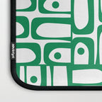 Mid Century Modern Piquet Abstract Multi Pattern Kelly Green and White Laptop Sleeve Gallery Image 3