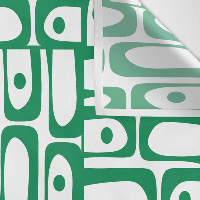 Mid Century Modern Piquet Abstract Multi Pattern Kelly Green and White Wall Tapestry Gallery Image 3