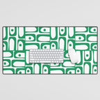 Mid Century Modern Piquet Abstract Multi Pattern Kelly Green and White Desk Mat Gallery Image 1