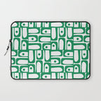 Mid Century Modern Piquet Abstract Multi Pattern Kelly Green and White Laptop Sleeve Gallery Image 1