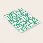 Mid Century Modern Piquet Abstract Multi Pattern Kelly Green and White Notebook Gallery Image 3