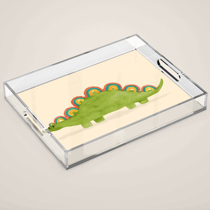 Rainbow colored dinosaur (stegosaurus) Acrylic Tray Gallery Image 1