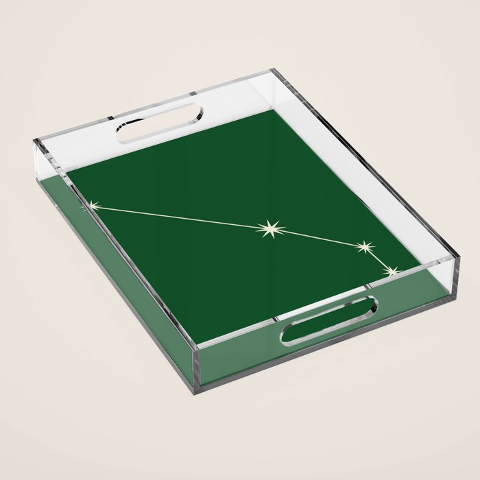 Aries Zodiac Star Constellation Line Art Green Acrylic Tray Gallery Image 1