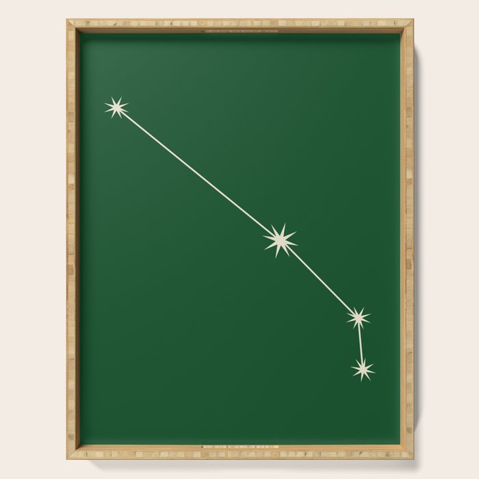 Aries Zodiac Star Constellation Line Art Green Serving Tray Gallery Image 1