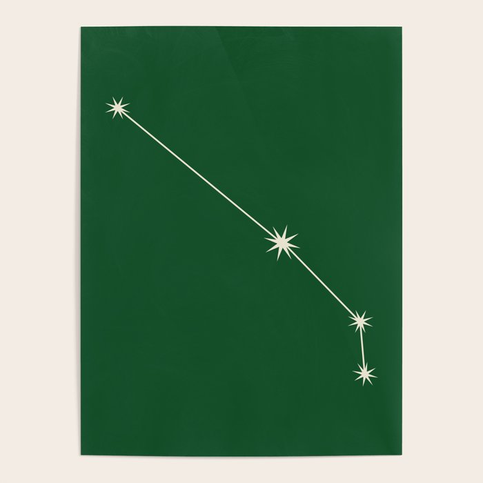 Aries Zodiac Star Constellation Line Art Green Poster Gallery Image 1