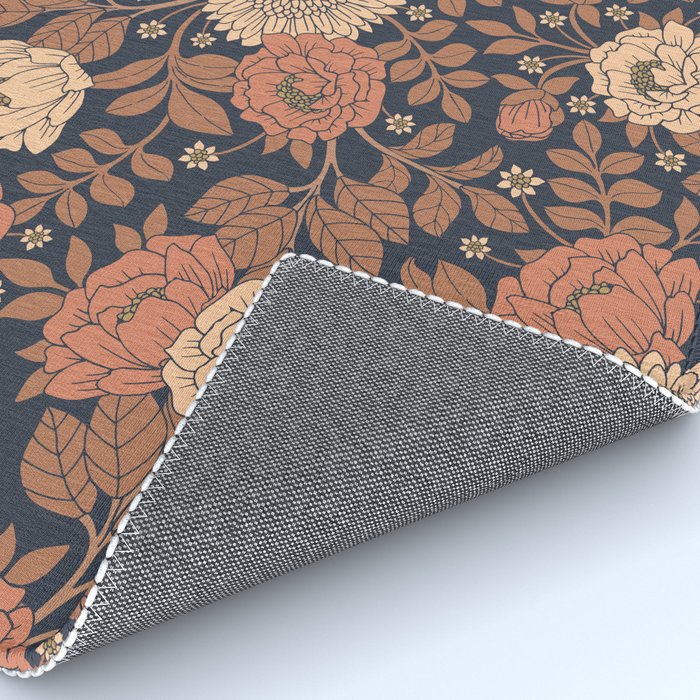 Peach, Dusty Rose, Mauve & Blue-Gray Floral Pattern Rug Gallery Image 4