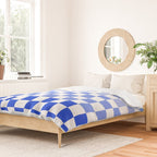 Blue Gradient Checkered Check Checkerboard Pattern Duvet Cover Gallery Image 2