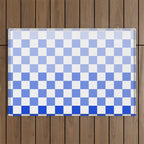Blue Gradient Checkered Check Checkerboard Pattern Outdoor Rug Gallery Image 1