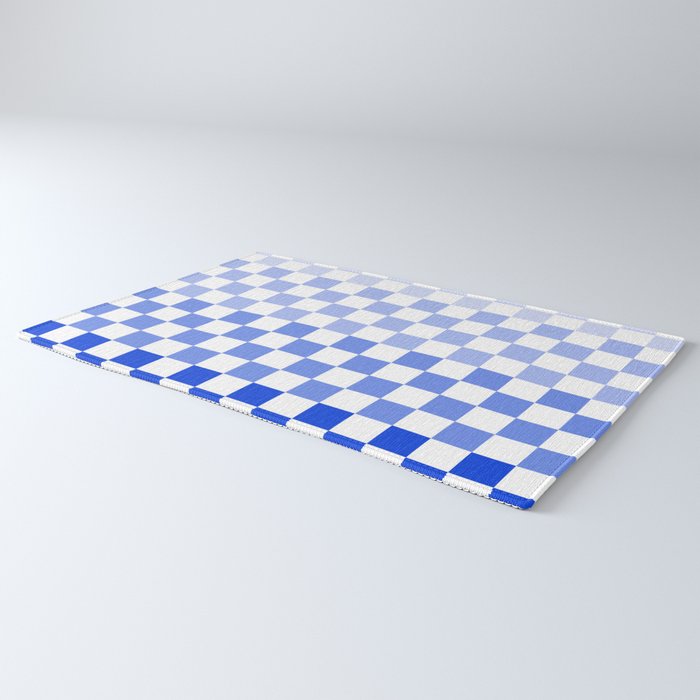 Blue Gradient Checkered Check Checkerboard Pattern Rug Gallery Image 3