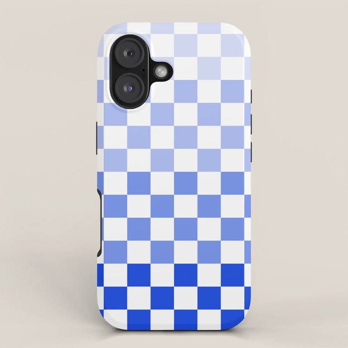 Blue Gradient Checkered Check Checkerboard Pattern iPhone Case Gallery Image 1