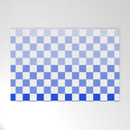 Blue Gradient Checkered Check Checkerboard Pattern Welcome Mat Gallery Image 1