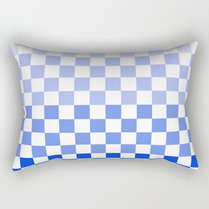 Blue Gradient Checkered Check Checkerboard Pattern Rectangular Pillow Gallery Image 1
