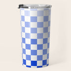 Blue Gradient Checkered Check Checkerboard Pattern Travel Mug Gallery Image 3
