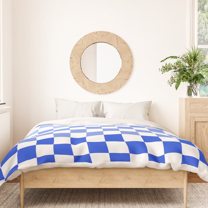 Blue Gradient Checkered Check Checkerboard Pattern Duvet Cover Gallery Image 3
