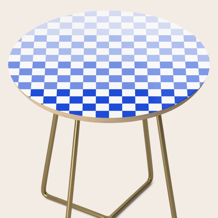 Blue Gradient Checkered Check Checkerboard Pattern Side Table Gallery Image 2