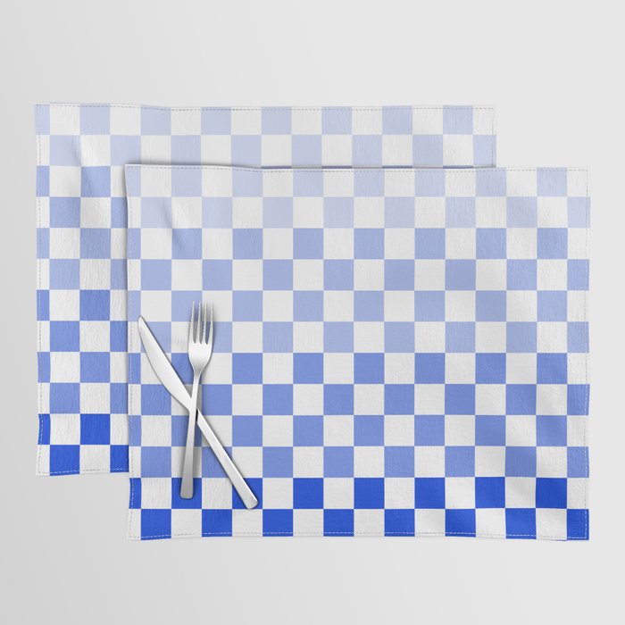 Blue Gradient Checkered Check Checkerboard Pattern Placemat Gallery Image 1