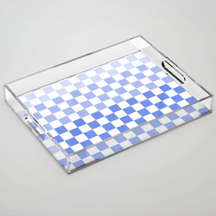 Blue Gradient Checkered Check Checkerboard Pattern Acrylic Tray Gallery Image 1