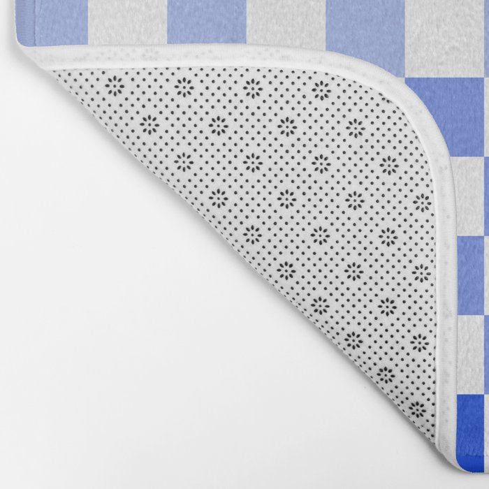 Blue Gradient Checkered Check Checkerboard Pattern Bath Mat Gallery Image 2