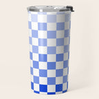 Blue Gradient Checkered Check Checkerboard Pattern Travel Mug Gallery Image 2