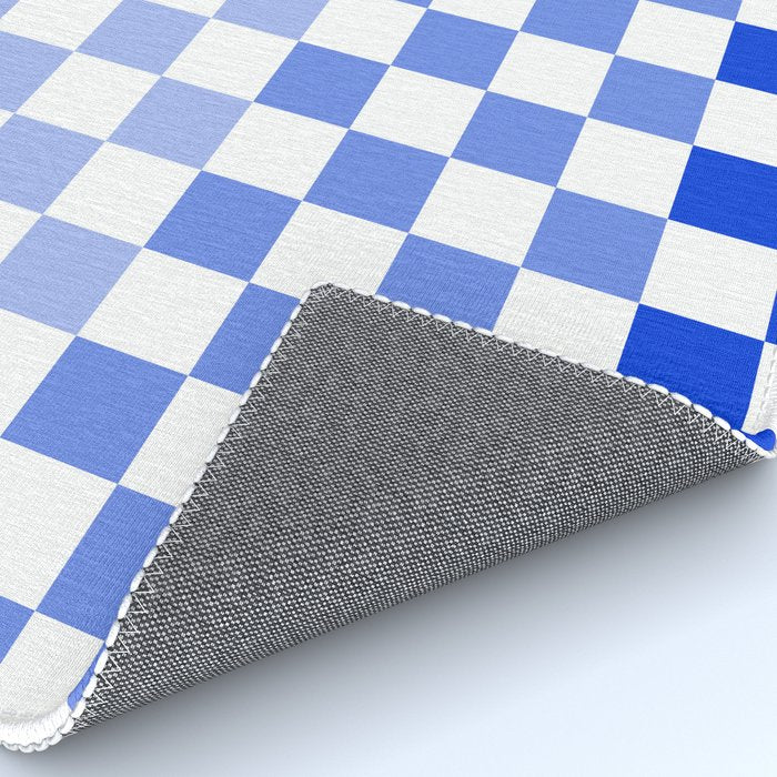Blue Gradient Checkered Check Checkerboard Pattern Rug Gallery Image 4