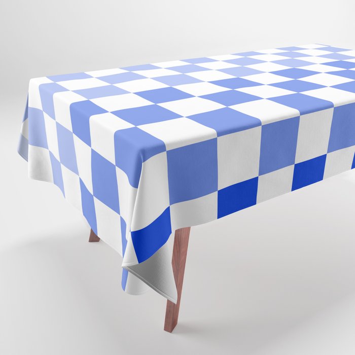 Blue Gradient Checkered Check Checkerboard Pattern Tablecloth Gallery Image 1