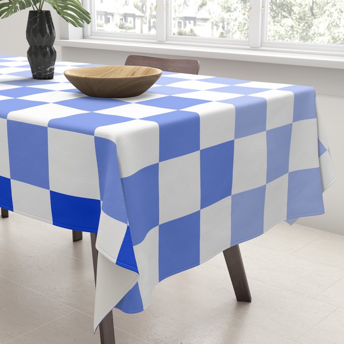 Blue Gradient Checkered Check Checkerboard Pattern Tablecloth Gallery Image 3