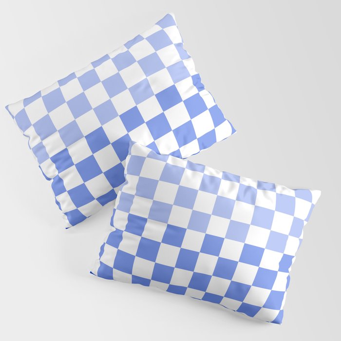 Blue Gradient Checkered Check Checkerboard Pattern Pillow Sham Gallery Image 3