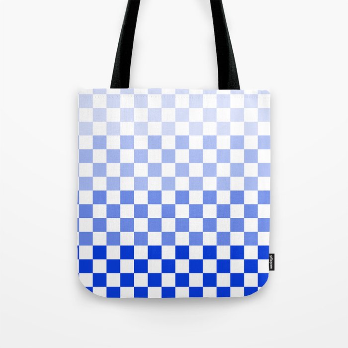 Blue Gradient Checkered Check Checkerboard Pattern Tote Bag Gallery Image 1